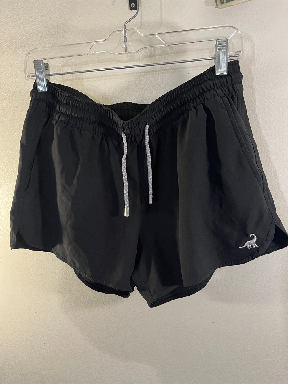 Black Women's Athletic Shorts with Drawstring and Subtle Logo